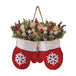Hängende Weihnachtshandschuhe mit Schneeflocken, Tannengrün, roten Beeren, Kugeln und Tannenzapfen ohne LED