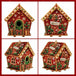 DIY Weihnachts-Häuschen in Rot und Grün mit festlichen Motiven und funkelnden Schmucksteinen