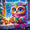 Diamond Painting mit bunter Eule, heißem Kakao, Schal, Schnee, Kerze und Weihnachtskugeln