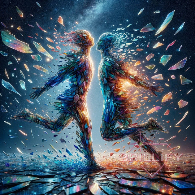 Diamond Painting Sternzeichen Zwillinge kristalline Figuren aus bunten Splittern