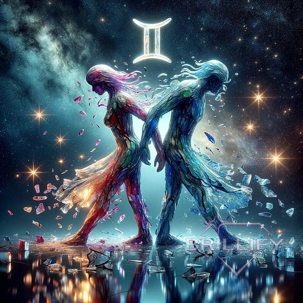 Diamond Painting Sternzeichen Zwillinge Lichtgestalten unter dem Sternzeichen-Symbol