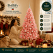 Rosa Weihnachtsbaum mit Perlen, Kugeln, LEDs und stabilem Metallständer – dekorativer Weihnachtsbaum von Brillify