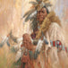 Diamond Painting mit Indianerhäuptling, Federkopfschmuck und traditioneller Kleidung im realistischen Stil.