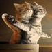 Diamond Painting zwei Katzen am Bug eines Schiffes im Stil der Titanic Filmszene bei Sonnenuntergang.
