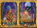 Diamond Painting von Nefertiti und Echnaton unter einem Vollmond mit ägyptischen Symbolen und Schmuck. 