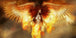 Diamond Painting einer Frau mit brennenden Flügeln, die aus Flammen emporsteigt.
