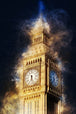 Diamond Painting von Big Ben in London mit goldenen Lichteffekten und funkelndem Staub.
