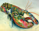 Diamond Painting eines Hummers im Aquarell-Stil mit fließenden Übergängen in Rot, Grün und Blau.