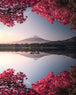 Diamond Painting mit Fuji, rotem Ahorn, Bergsee und Spiegelung in japanischer Landschaft.
