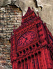 Diamond Painting des roten Big Ben vor einer alten Backsteinmauer


