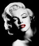 Diamond Painting mit Schwarz-Weiß Marilyn Monroe Porträt und roten Lippen.